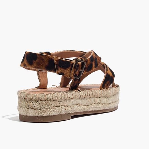 NIB Madewell The Malia Espadrille Sandals in leopard calf hair - Picture 3 of 7